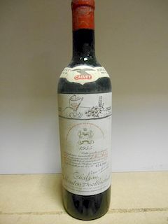 Château Mouton Rothschild, Pauillac 1er Cru 1955, one bottle (level near top shoulder). Removed from
