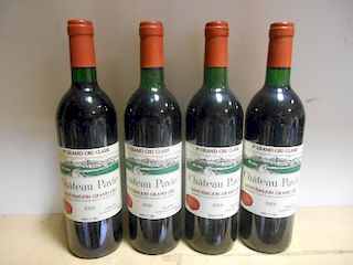 Chateau Pavie, St Emilion 1er Grand Cru 1989, four bottles in opened owc (levels: two base of neck,