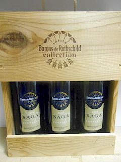 A mixed lot of red wines and others, including a cased trio of Saga Bordeaux 2004 (18) <br>