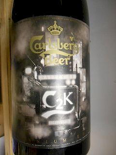 Carlsberg C2K Sort Guld Millennium edition, two numbered three- litre bottles of beer (2) <br>