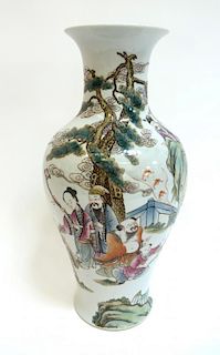 Chinese Vase With Figures & Bats