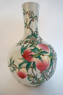 Famille Rose Peaches And Bats Vase