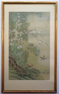 Chinese Painting Of Birds In Bamboo Forest