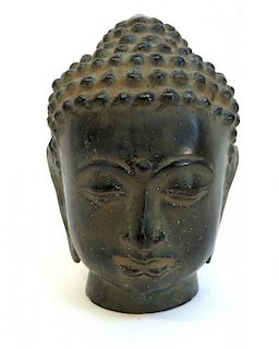 Patinated Bronze Buddha Head