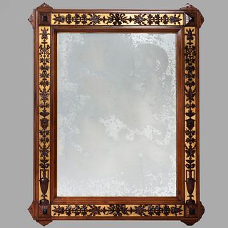 Renaissance Revival Carved Walnut and Parcel-Gilt Mirror
