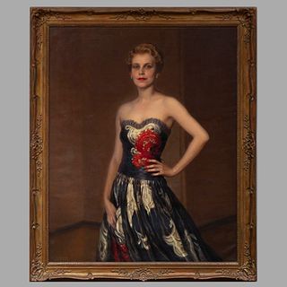 Alfred Jonniaux (1882-1974): Portrait of a Lady in an Evening Gown