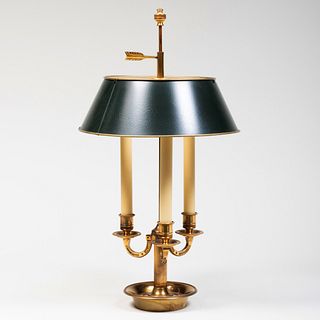 Brass and TÃ´le Three-Light Bouillotte Lamp