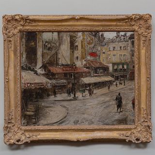 Attributed to Cesar Villacres (1880-1941): Paris Street Scene