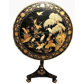 Chinese Export Lacquerware Tilt Top Table