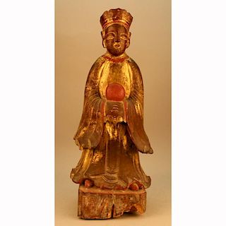 Chinese Ch'ien Lung carved polychromed figure