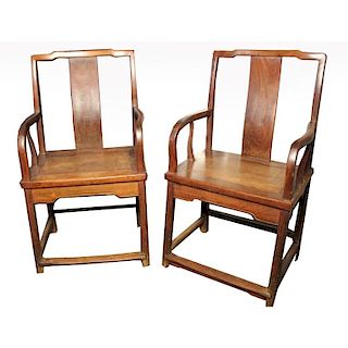 19th C. Chinese Hardwood Armchairs