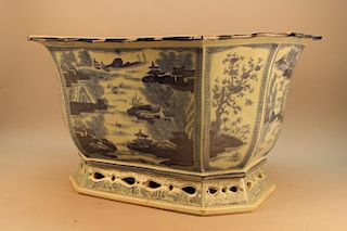 Early 20th C Chinese Blue/White Planter