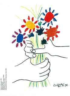 Hands with Bouquet 1958, Rare Picasso Lithography Print