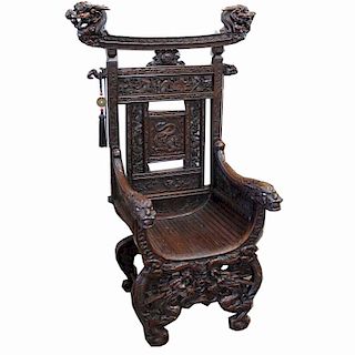 Antique Chinese Exceptionally Carved Chair