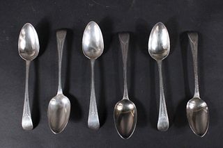 Six Sterling Silver Hester Bateman Place Spoons