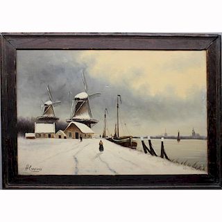 Henry (Henri) Cassiers (1858-1944) Winter Scene