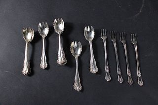 Fifteen Sterling Silver Ice Cream Forks, "Mazarin"