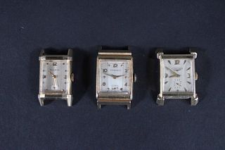 Three Vintage 14K Gold Mechanical Watches