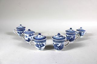Six Assembled Canton Chinese Export Teacups