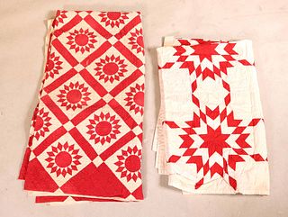 Two Red and White Dazzler Quilts