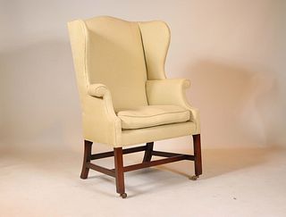 George III Style Upholstered Wing Armchair