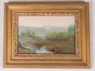 Artist Unknown, Bucolic Riverscape, Oil on Panel