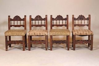Four Baroque Style Walnut Low Chairs