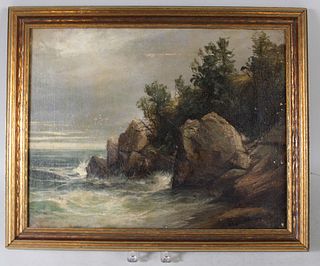 Oil on Canvas, Harrison Bird Brown, Maine Cliffs