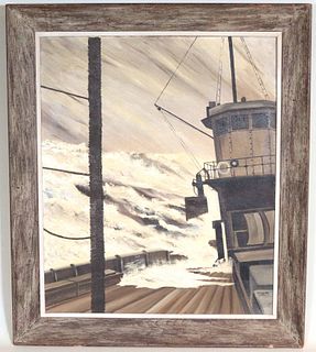 Sandre Benjaminson, Oil on Canvas, Ship at Sea