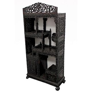 19th C. Carved Chinese Etagere