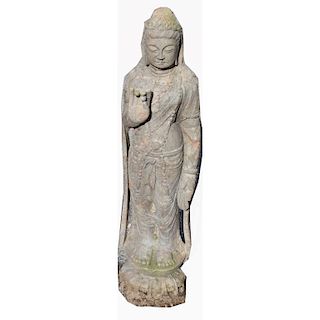 Antique Chinese Carved Standing Guanyin
