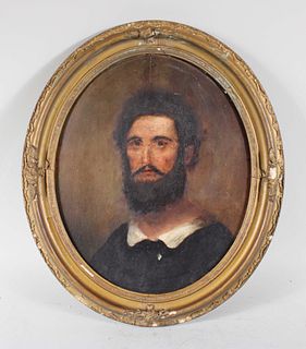 Oil on Board Oval Portrait of a Gentleman
