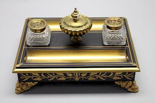 19th C. Gilt Inlaid French Inkwell