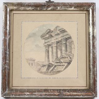 Old Master Watercolor of Classical Ruins