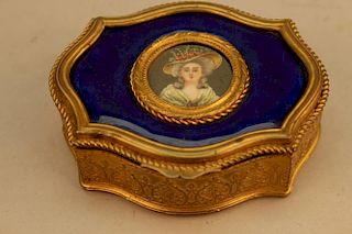 Antique Cobalt/Bronze Jewelry Box