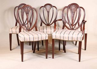 Five Federal Style Shield Back Mahogany Chairs