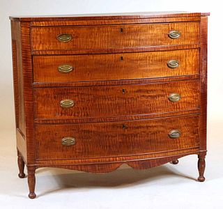 Federal Tiger Maple Bowfront Chest of Drawers