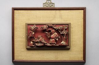 Framed 19th C Chinese Carved Architectural Element