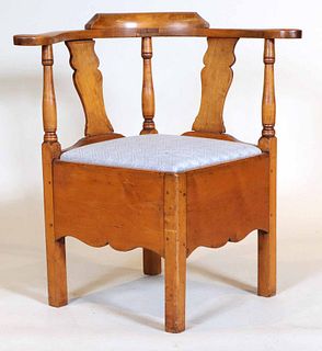 George III Walnut Corner Commode Chair