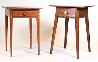Two Federal Cherrywood One Drawer Work Tables