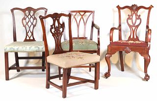 Three Chippendale Style Mahogany Chairs