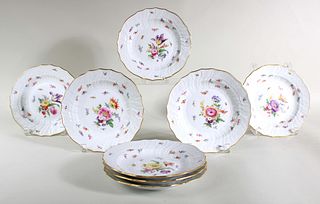 Eight Hand-Painted Meissen Dinner Plates