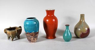 Five Early Chinese Glazed Pottery Vessels