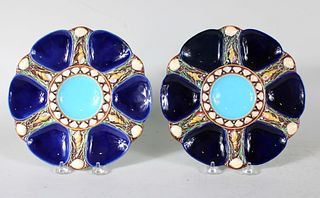 Pair of Minton Majolica Oyster Plates