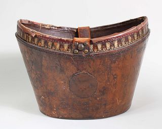 English Paint Decorated Leather Bucket