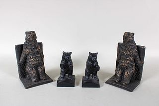 Four Metal Bear Bookends