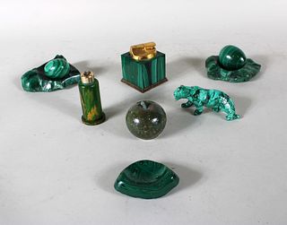 Group of Malachite Table Objects
