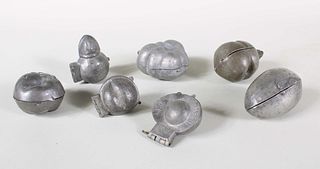 Seven Pewter Food-Shaped Molds