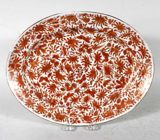 Chinese Export Porcelain Red and White Platter