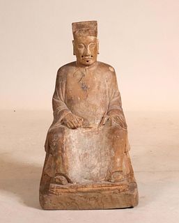Chinese Carved Hardwood Seated Buddha